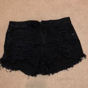 Ripped black jean shorts